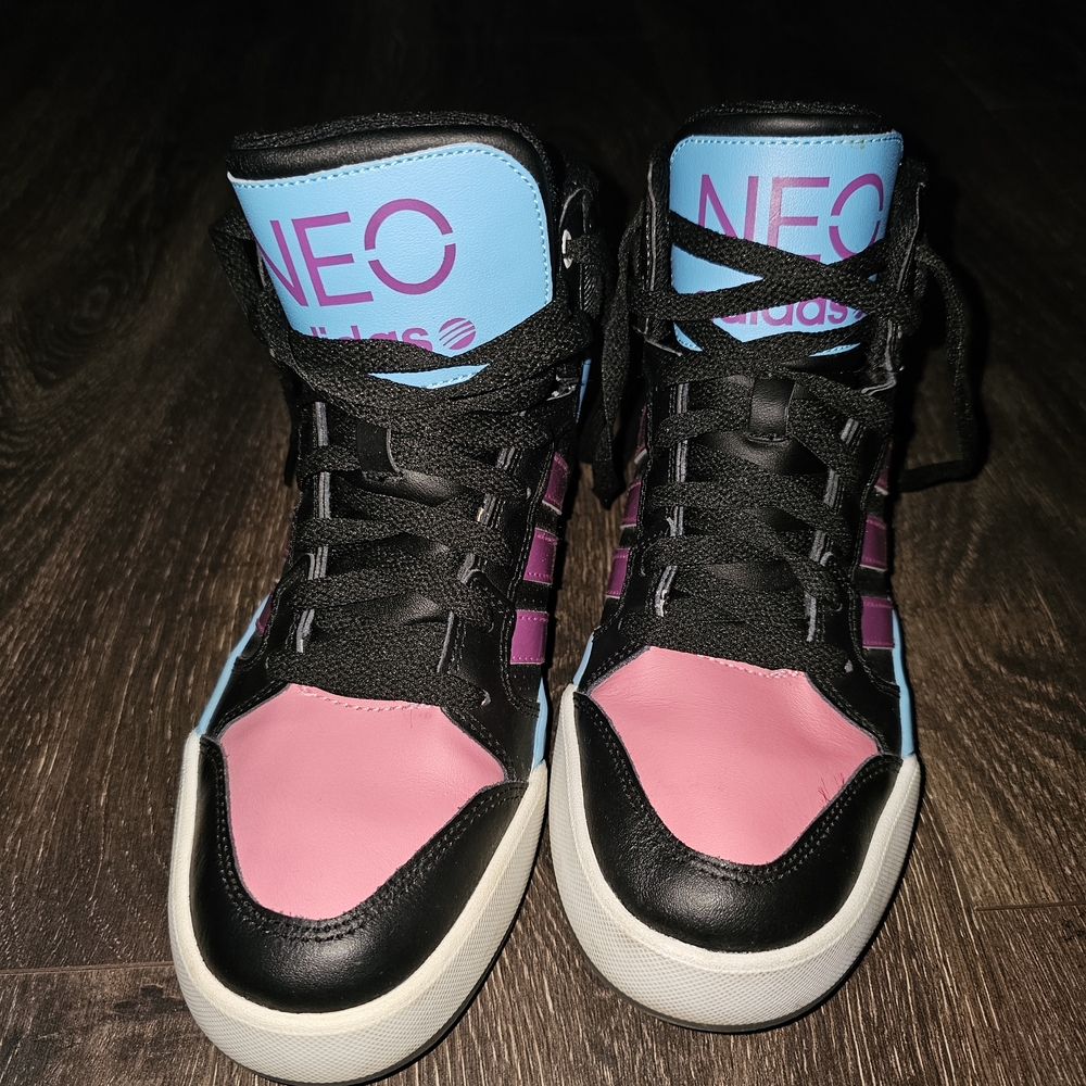 Adidas NEO Black and Pink High-Tops